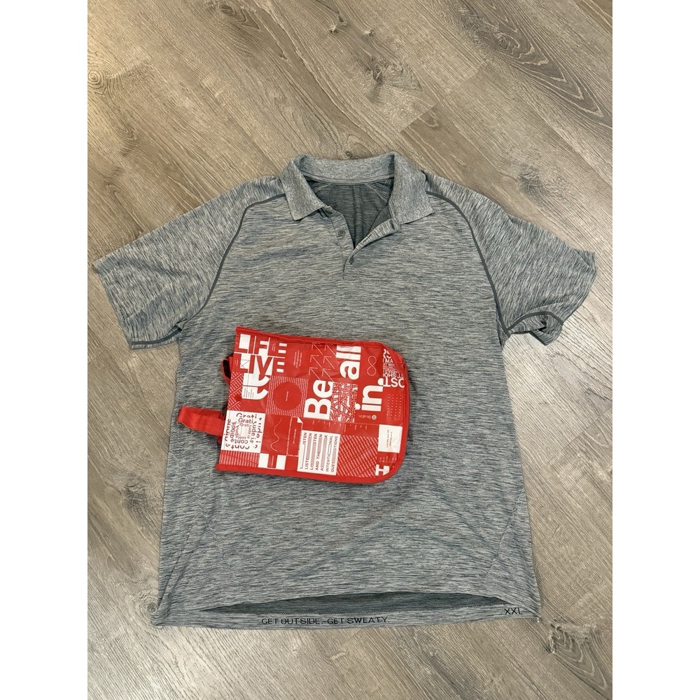 Lululemon Men's Size XXL Gray Grey Polo Shirt Get Sweaty